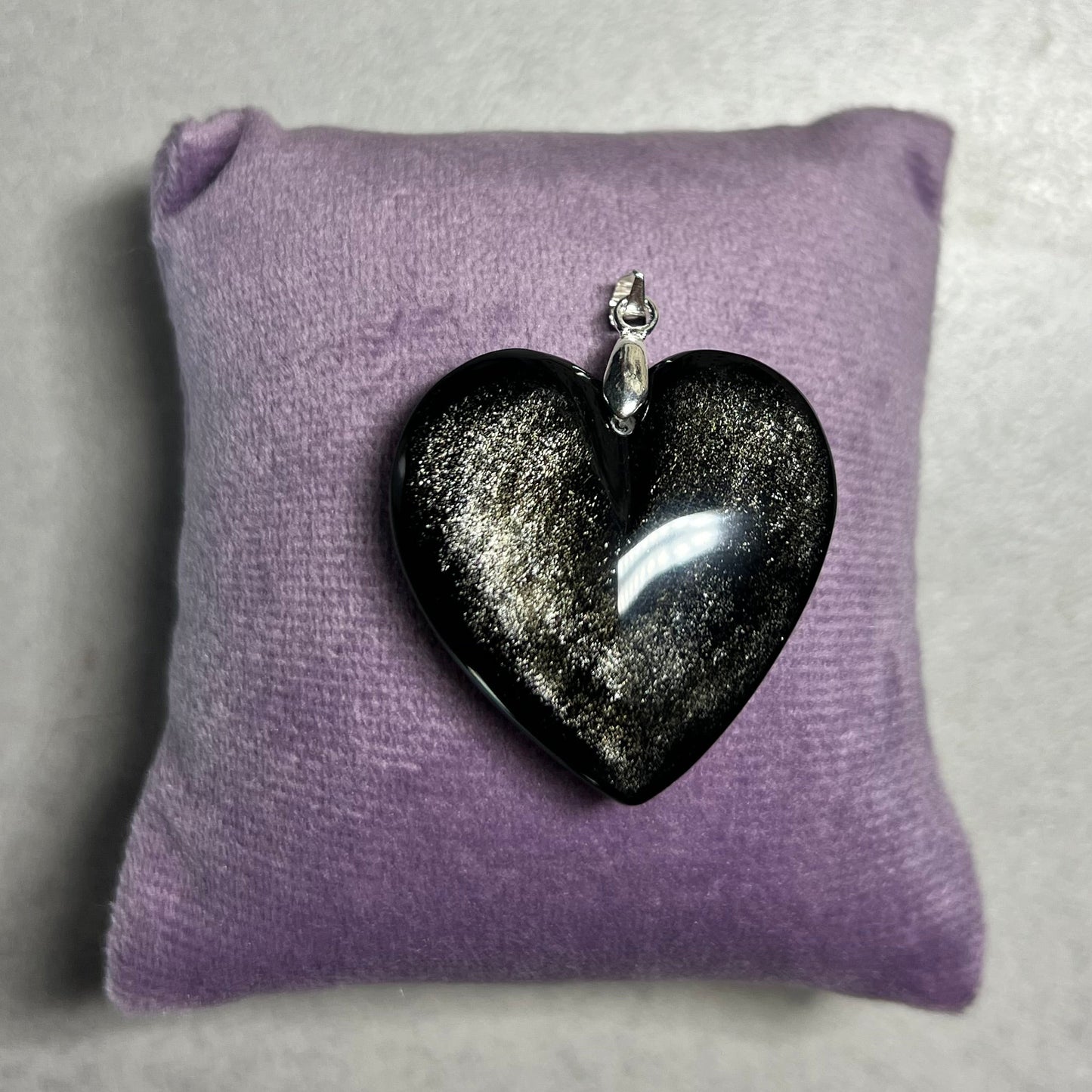 Pendentif Cœur Obsidienne Dorée