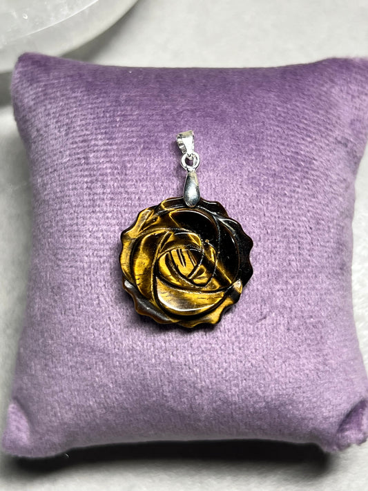 Pendentif Fleur Œil de Tigre